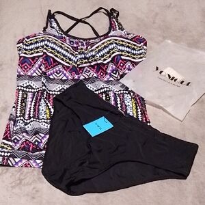 Yonique Multicolor Tankini Set NWT
